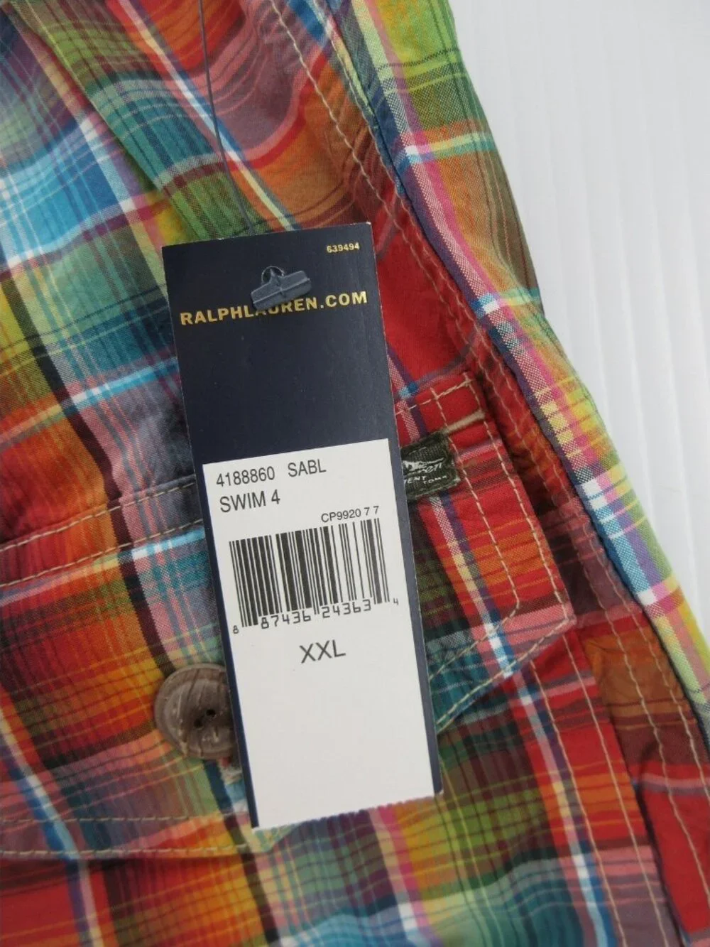 Polo Ralph Lauren Swim Trunks XXL Madras Plaid Board Shorts Colorful